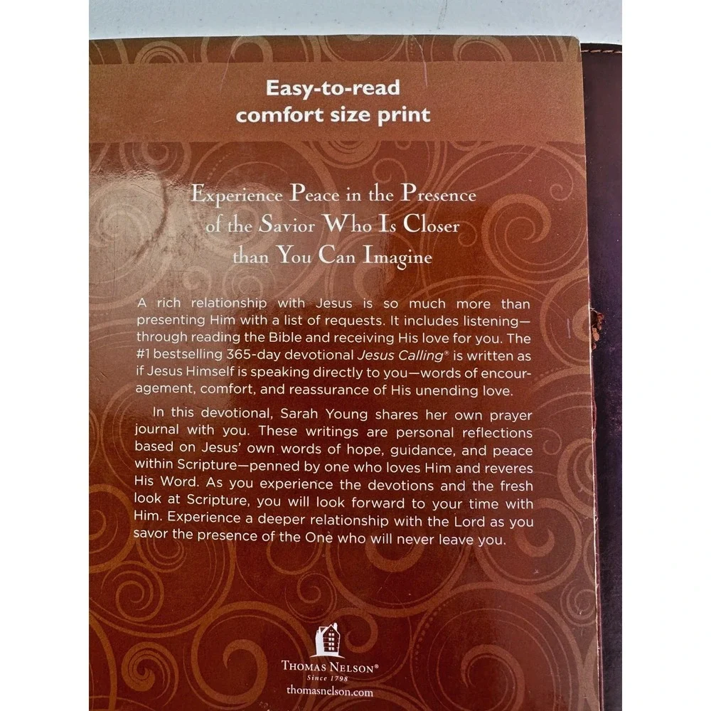 Jesus Calling, Large Text Brown Leathersoft, Daily Devotional by Sarah Young